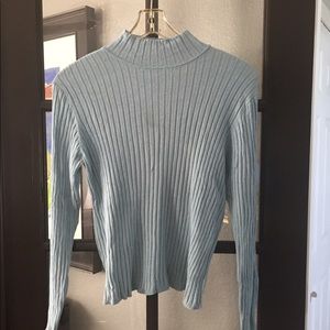 Blue Mock Turtleneck Pullover